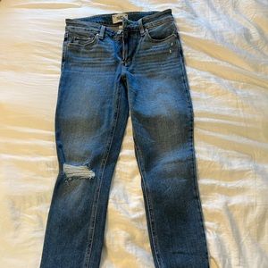Paige size 27 ripped jeans raw hem
